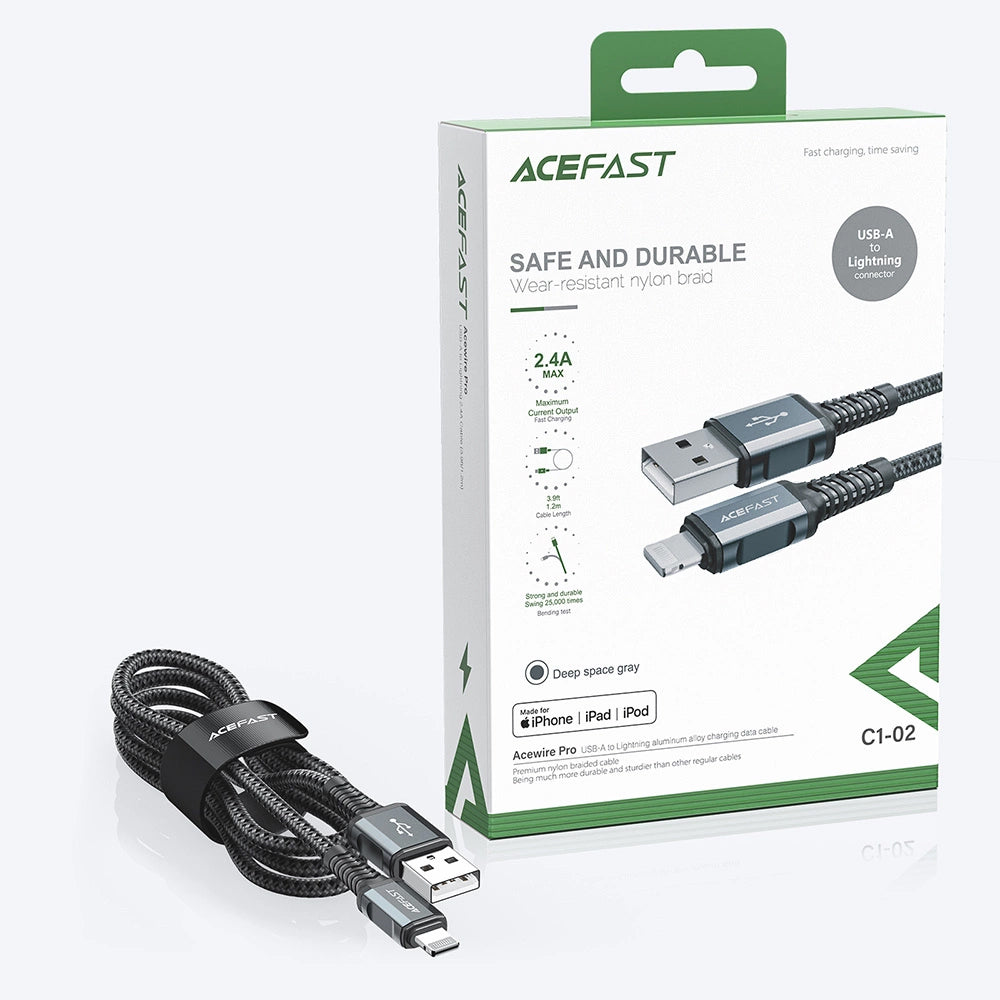 Cablu Date si Incarcare USB-A - Lightning Acefast C1-02, 18W, 1.2m, Negru
