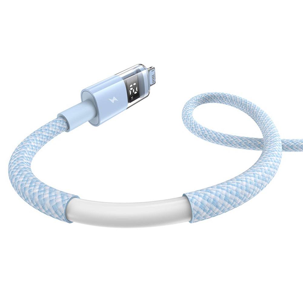 Cablu Date si Incarcare USB-A - Lightning Baseus Display 2, 12W, 1m, Albastru P10382700311-00