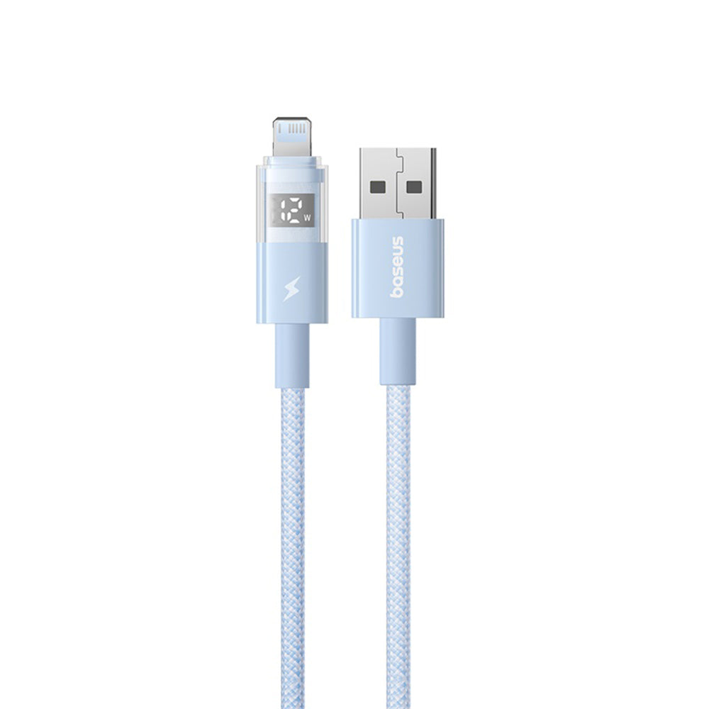 Cablu Date si Incarcare USB-A - Lightning Baseus Display 2, 12W, 2m, Albastru P10382700311-01