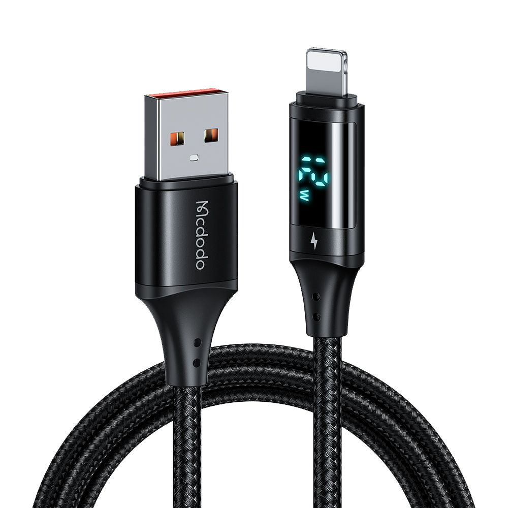Cablu Date si Incarcare USB-A - Lightning McDodo CA-1060 Display, 12W, 1.2m, Negru