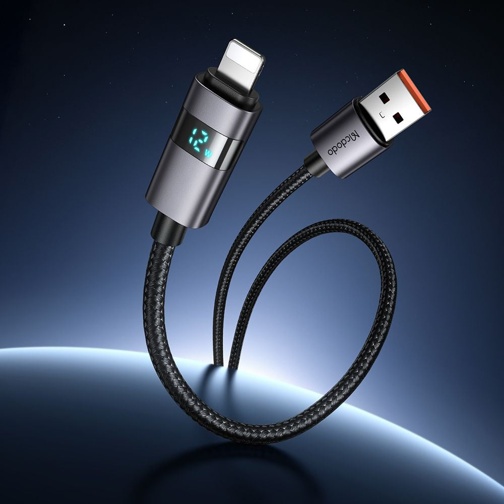 Cablu Date si Incarcare USB-A - Lightning McDodo CA-6490 Display, 18W, 1.2m, Negru