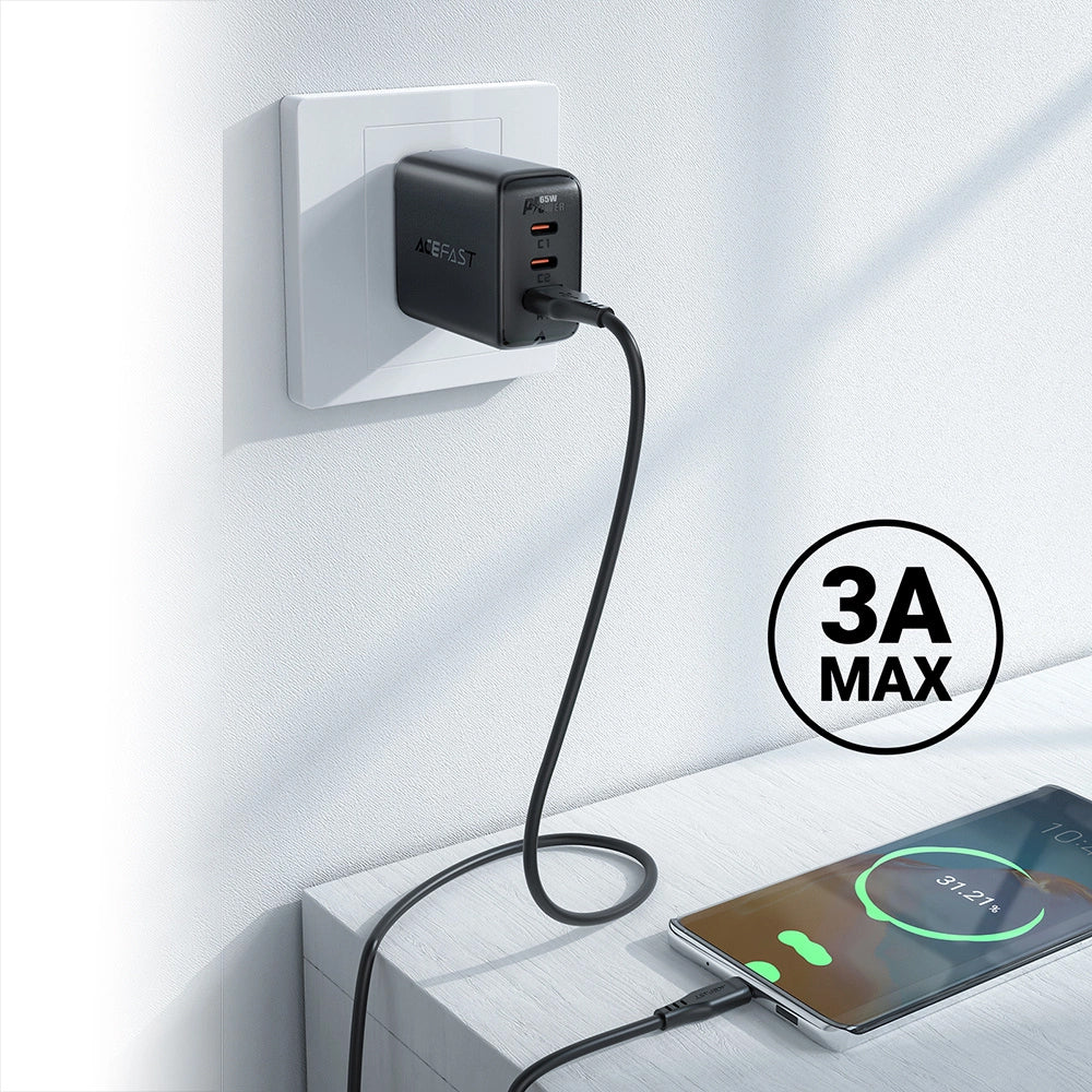 Cablu Date si Incarcare USB-A - USB-C Acefast C3-03, 60W, 1.2m, Negru