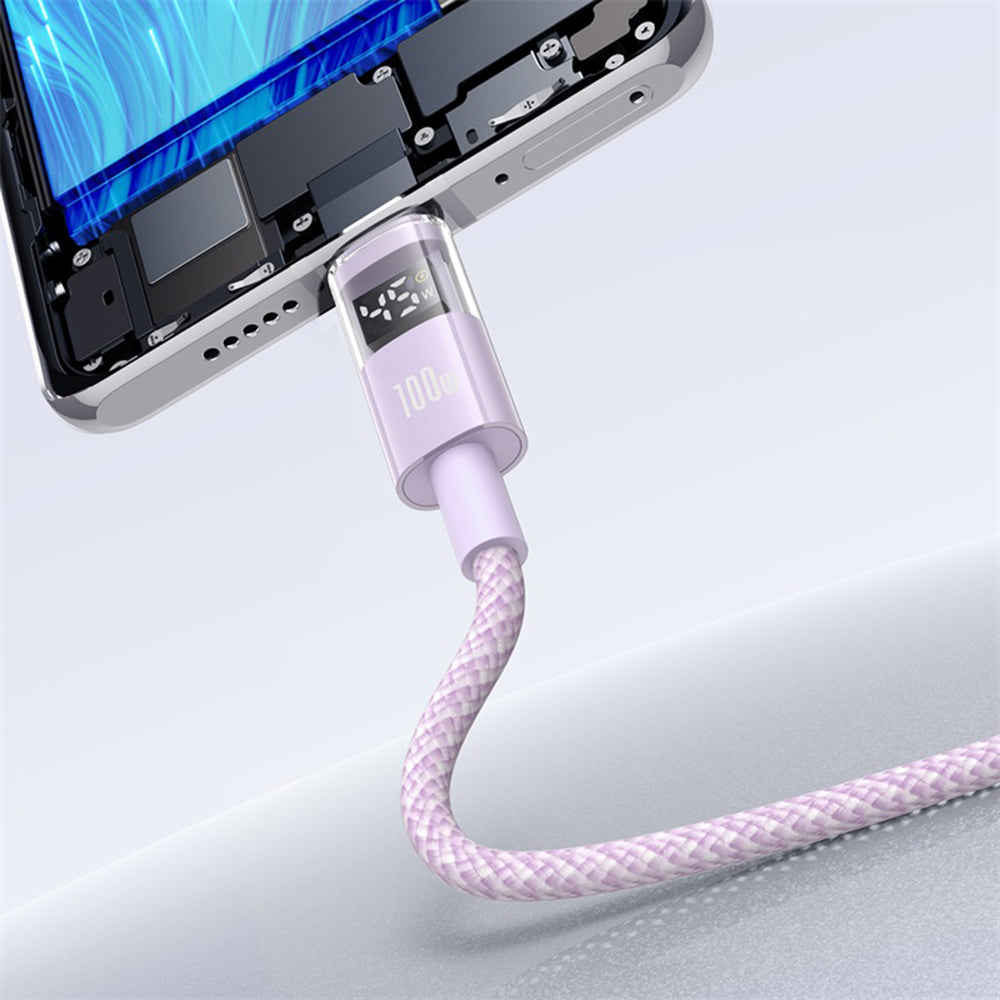 Cablu Date si Incarcare USB-A - USB-C Baseus Display 2, 100W, 1m, Mov P10382701511-00
