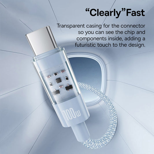 Cablu Date si Incarcare USB-A - USB-C Baseus Gem, 100W, 2m, Bleu P10373002311-01