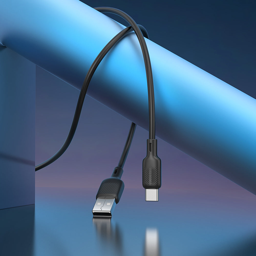 Cablu Date si Incarcare USB-A - USB-C Borofone BX113 Lenny, 18W, 2m, Negru