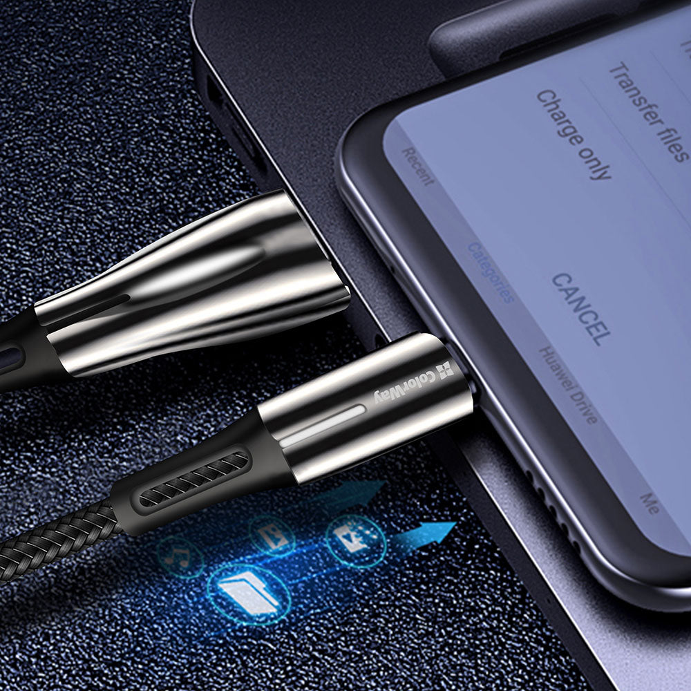 Cablu Date si Incarcare USB-A - USB-C ColorWay CW-CBUC035, 18W, 1m, Negru