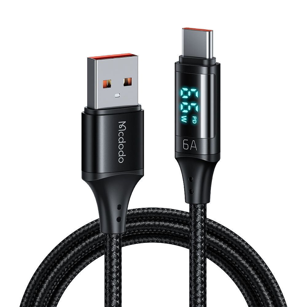 Cablu Date si Incarcare USB-A - USB-C McDodo CA-1080 Display, 66W, 1.2m, Negru