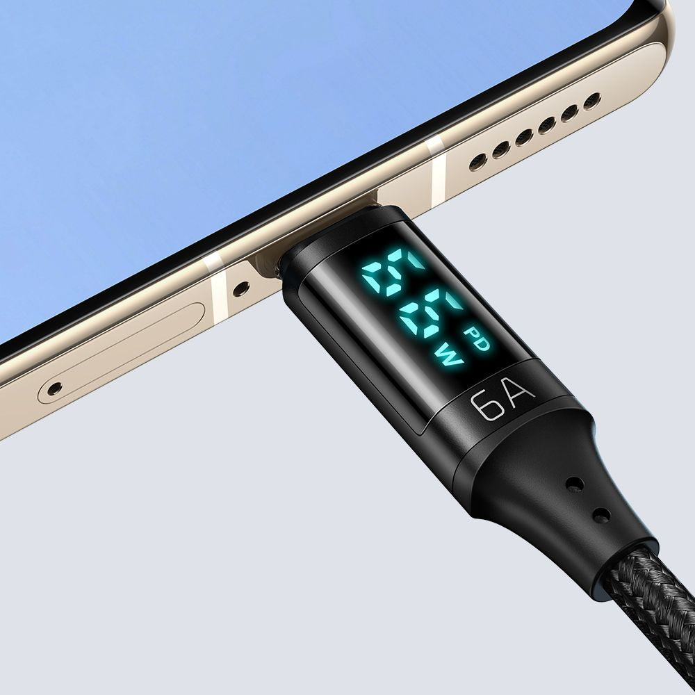 Cablu Date si Incarcare USB-A - USB-C McDodo CA-1080 Display, 66W, 1.2m, Negru
