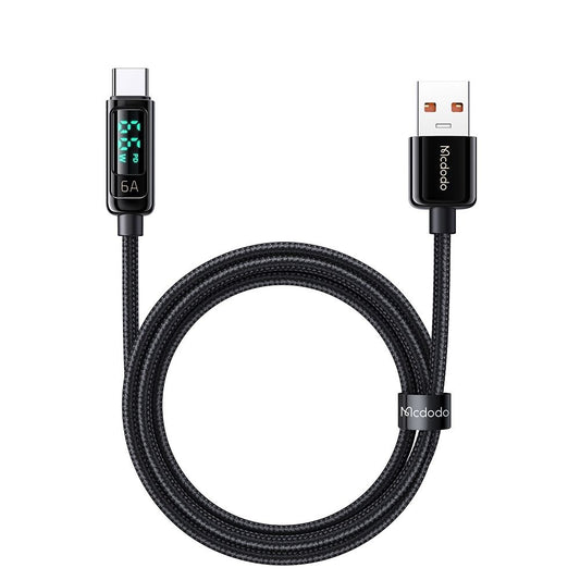 Cablu Date si Incarcare USB-A - USB-C McDodo CA-8690 Display, 66W, 1.2m, Negru