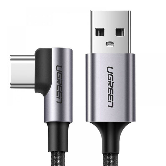 Cablu Date si Incarcare USB-A - USB-C UGREEN US284 Angled, 18W, 0.5m, Gri