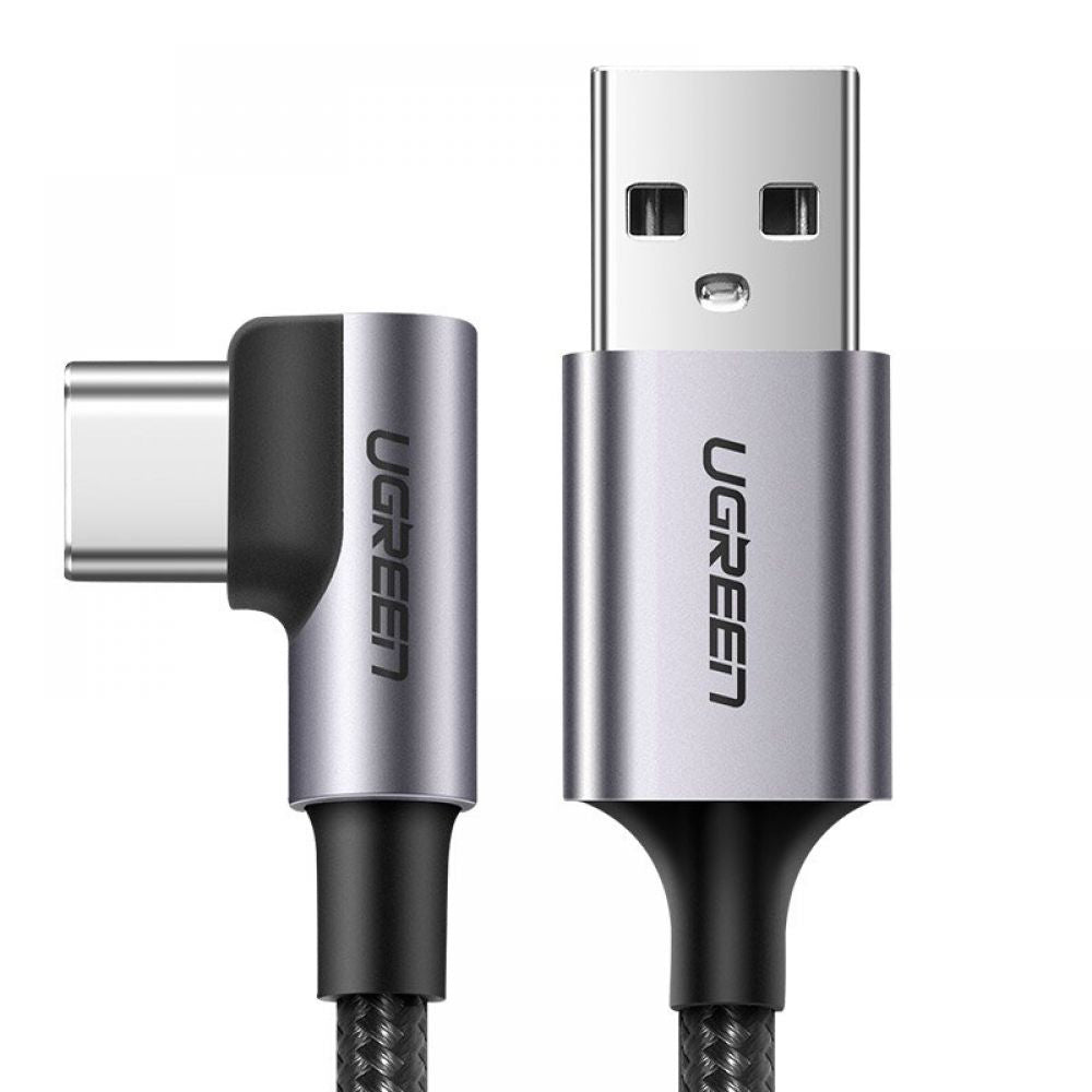 Cablu Date si Incarcare USB-A - USB-C UGREEN US284 Angled, 18W, 0.5m, Gri