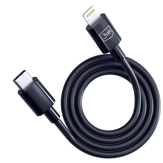 Cablu Date si Incarcare USB-C - Lightning 3MK Hyper, 20W, 1.2m, Negru