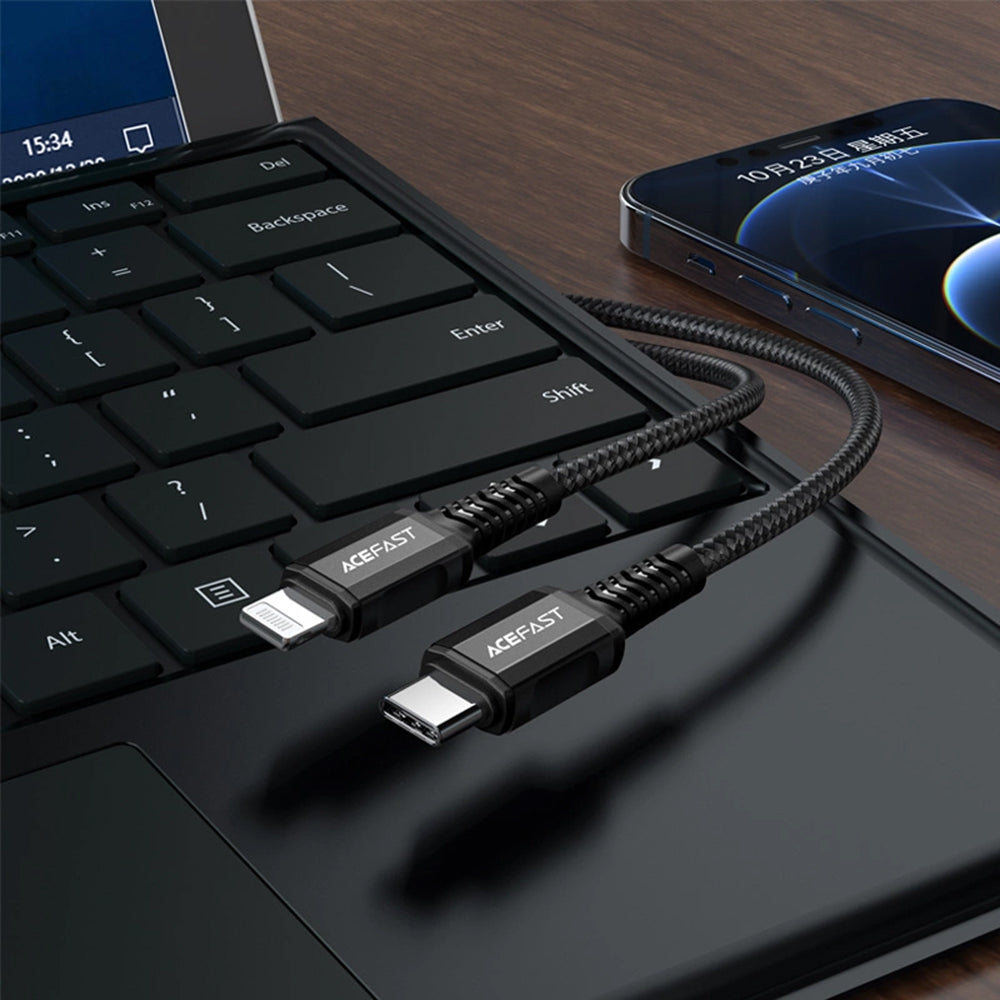 Cablu Date si Incarcare USB-C - Lightning Acefast C1-01, 30W, 1.2m, Negru