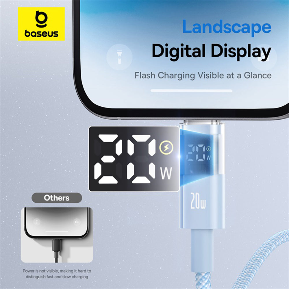 Cablu Date si Incarcare USB-C - Lightning Baseus Display 2, 20W, 2m, Albastru P10382703311-01