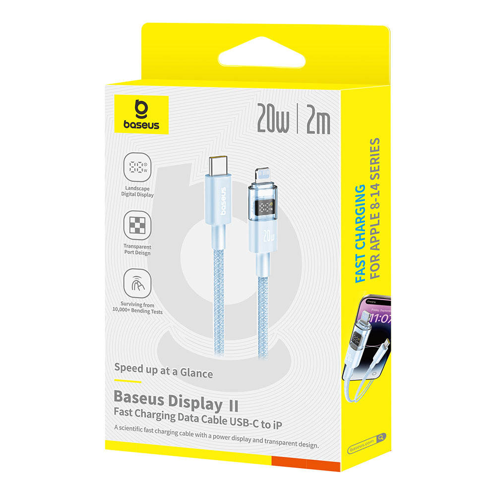 Cablu Date si Incarcare USB-C - Lightning Baseus Display 2, 20W, 2m, Albastru P10382703311-01