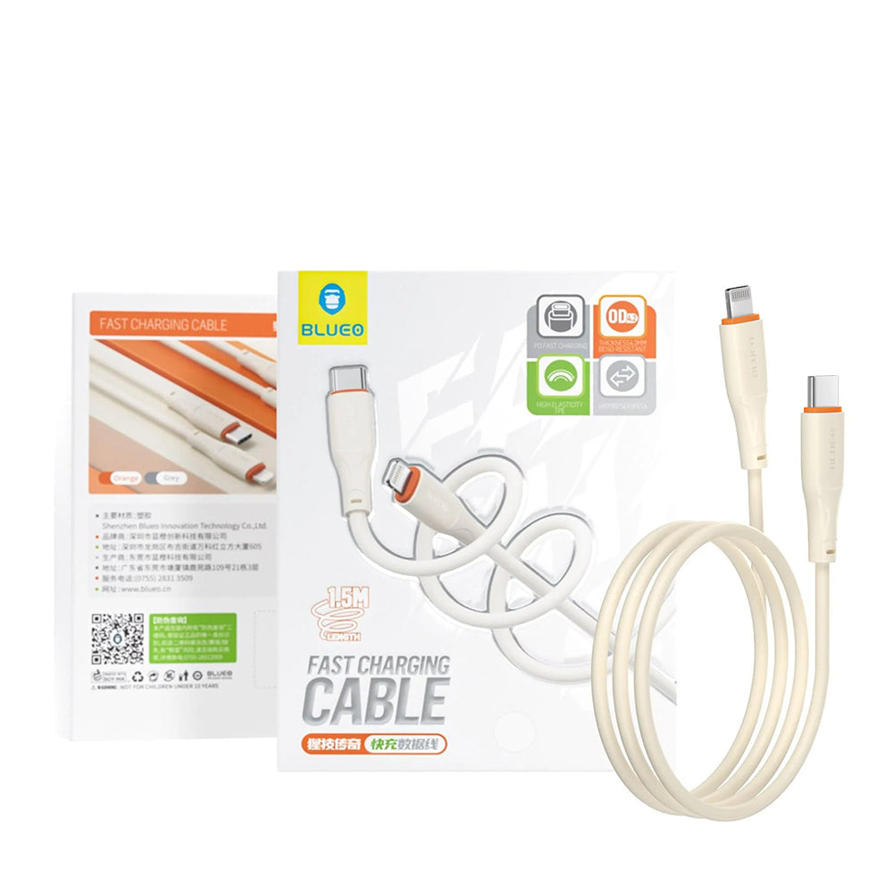Cablu Date si Incarcare USB-C - Lightning Blueo Ape Legend, 20W, 1.5m, Portocaliu