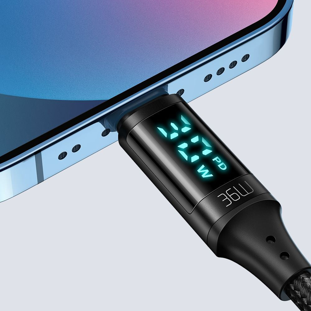 Cablu Date si Incarcare USB-C - Lightning McDodo CA-1030 Display, 36W, 1.2m, Negru