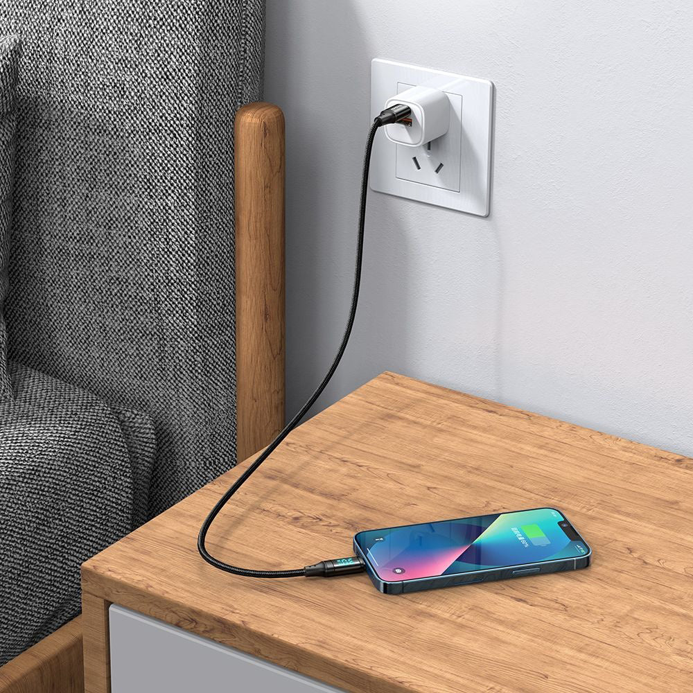 Cablu Date si Incarcare USB-C - Lightning McDodo CA-1030 Display, 36W, 1.2m, Negru