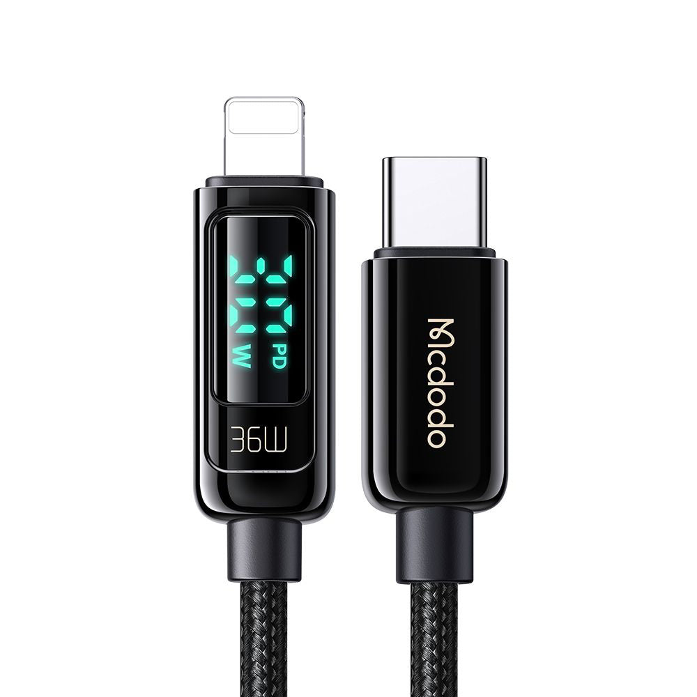 Cablu Date si Incarcare USB-C - Lightning McDodo CA-8810 Display, 36W, 1.2m, Negru