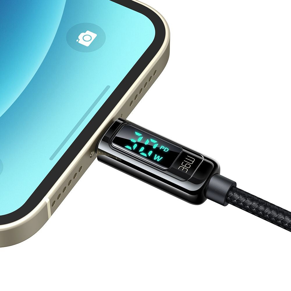 Cablu Date si Incarcare USB-C - Lightning McDodo CA-8810 Display, 36W, 1.2m, Negru