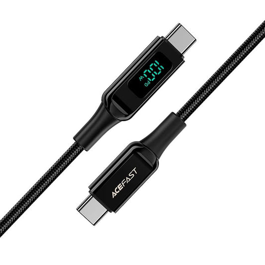 Cablu Date si Incarcare USB-C - USB-C Acefast C6-03 Display, 100W, 2m, Negru