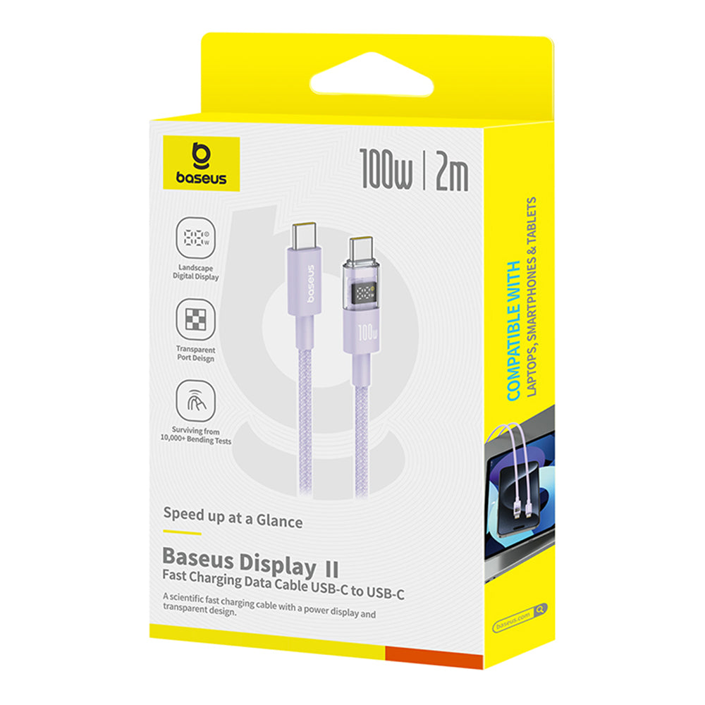 Cablu Date si Incarcare USB-C - USB-C Baseus Display 2, 100W, 2m, Mov P10382702511-01