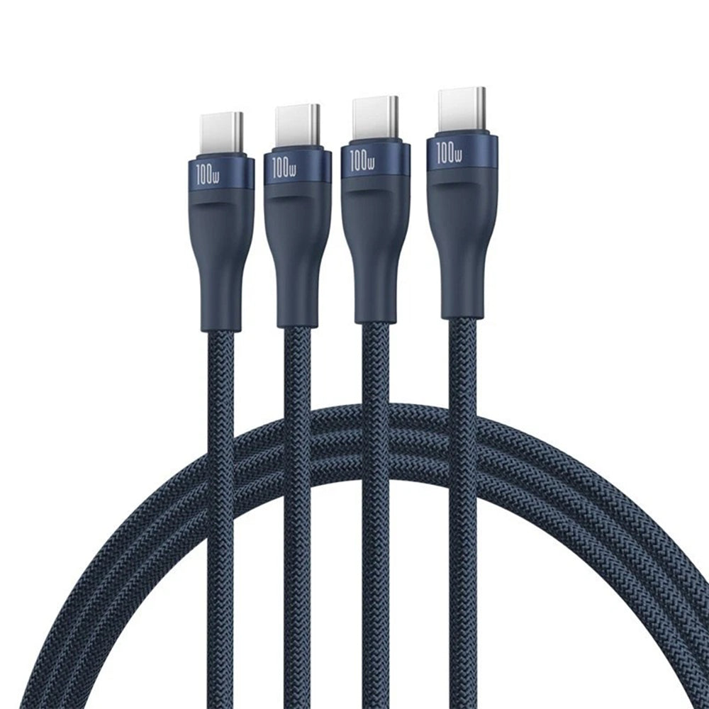 Cablu Incarcare USB-C - 3 x USB-C Baseus Flash Series III 3in1, 100W, 1.5m, Albastru P10377503321-00