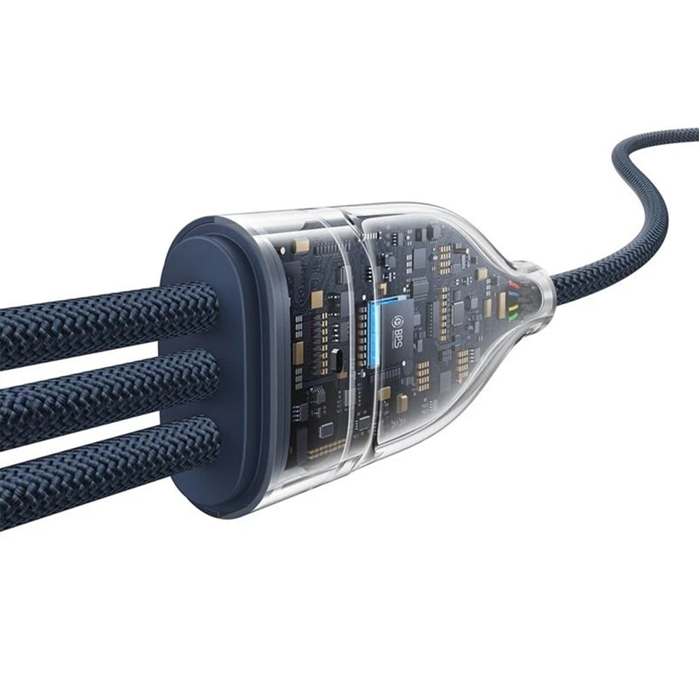 Cablu Incarcare USB-C - 3 x USB-C Baseus Flash Series III 3in1, 100W, 1.5m, Albastru P10377503321-00