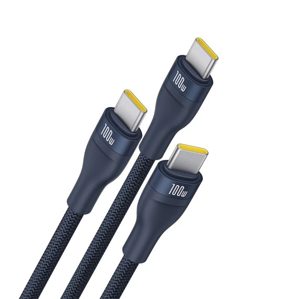 Cablu Incarcare USB-C - 3 x USB-C Baseus Flash Series III 3in1, 100W, 1.5m, Albastru P10377503321-00