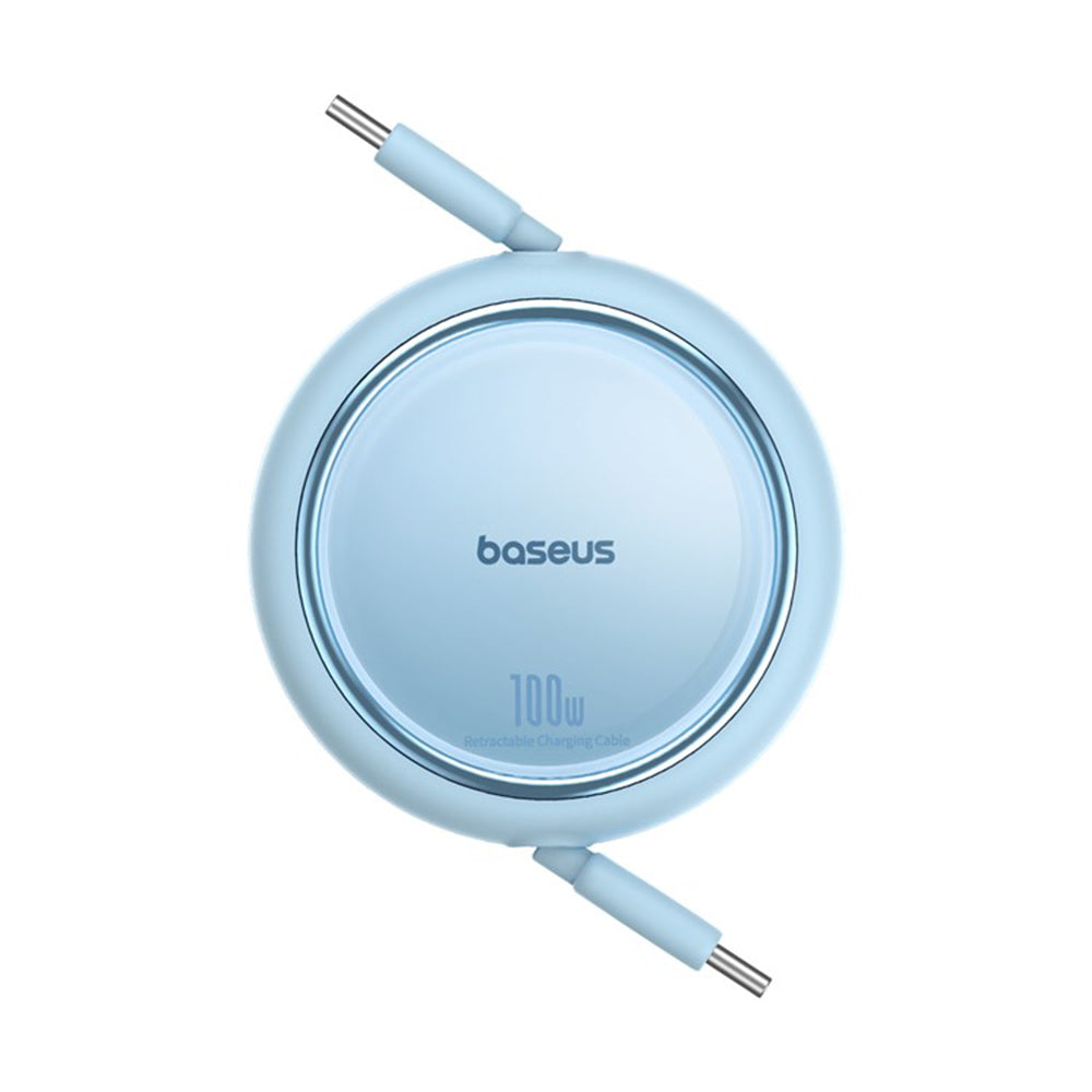 Cablu Date si Incarcare USB-C - USB-C Baseus Free2Draw Mini Retractable, 100W, 1m, Bleu P10364500311-00