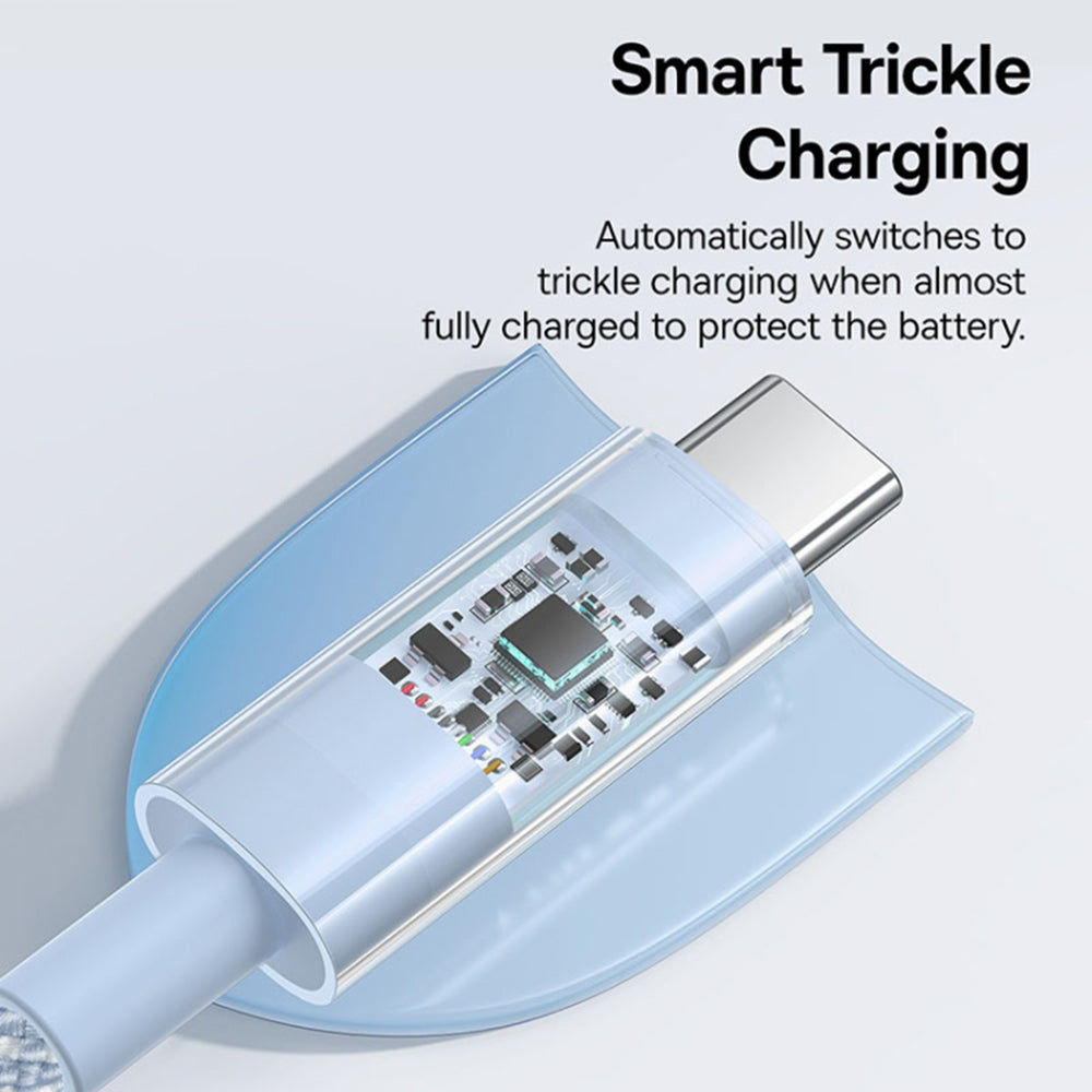 Cablu Date si Incarcare USB-C - USB-C Baseus Gem, 100W, 2m, Bleu P10373000311-01