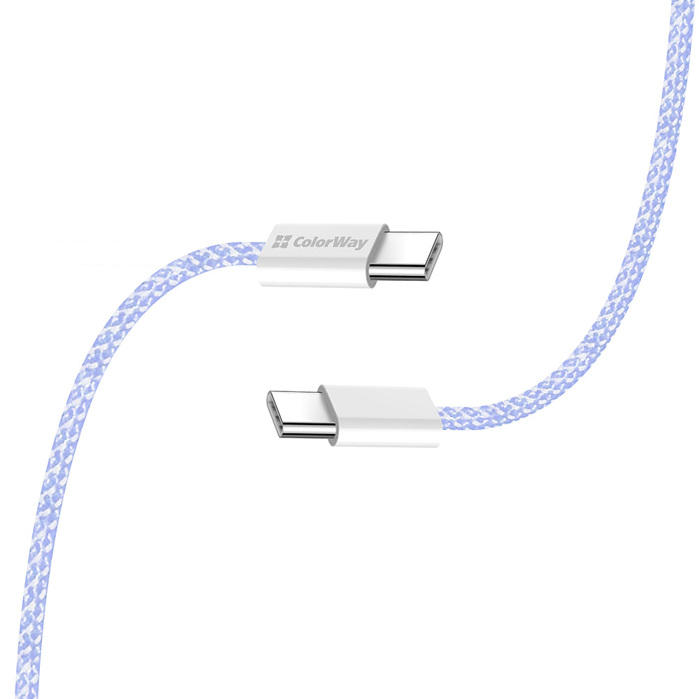 Cablu Date si Incarcare USB-C - USB-C ColorWay CW-CBPDCC061, 60W, 1m, Mov