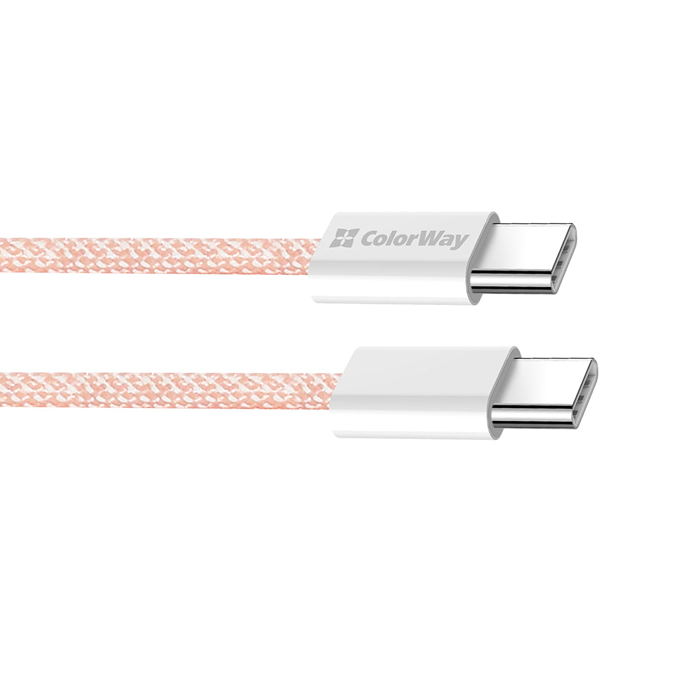 Cablu Date si Incarcare USB-C - USB-C ColorWay CW-CBPDCC061, 60W, 1m, Roz
