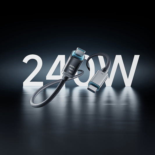 Cablu Date si Incarcare USB-C - USB-C Cuktech CTC620P Display, 240W, 2m, Negru CCTC620POSBK