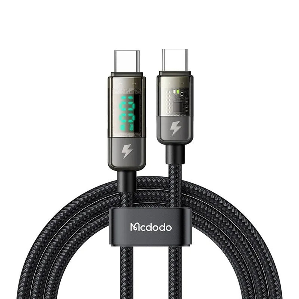 Cablu Date si Incarcare USB-C - USB-C McDodo CA-3610 Display Auto Power Off, 100W, 1.2m, Negru