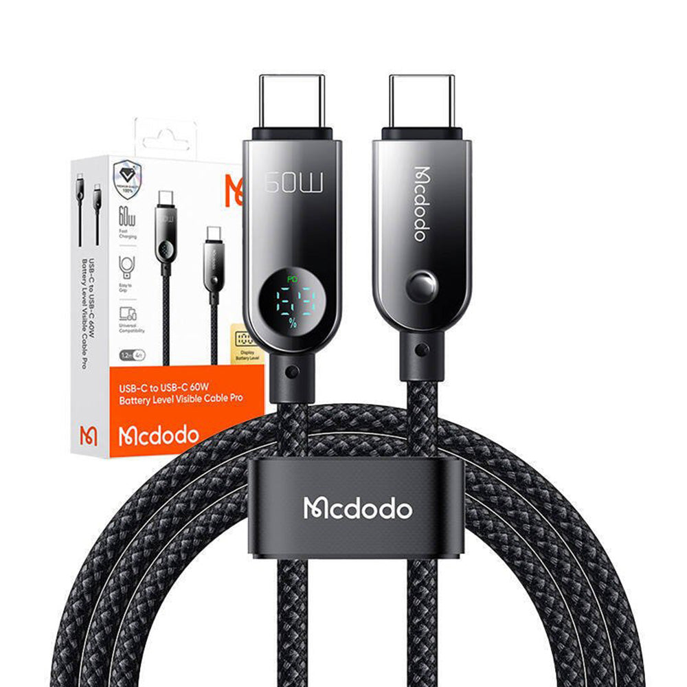 Cablu Date si Incarcare USB-C - USB-C McDodo CA-4780 Display, 60W, 1.2m, Negru