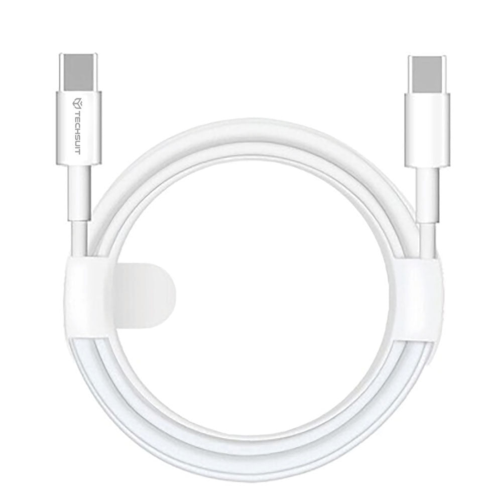 Cablu Date si Incarcare USB-C - USB-C Techsuit PCB130, 60W, 1m, Alb