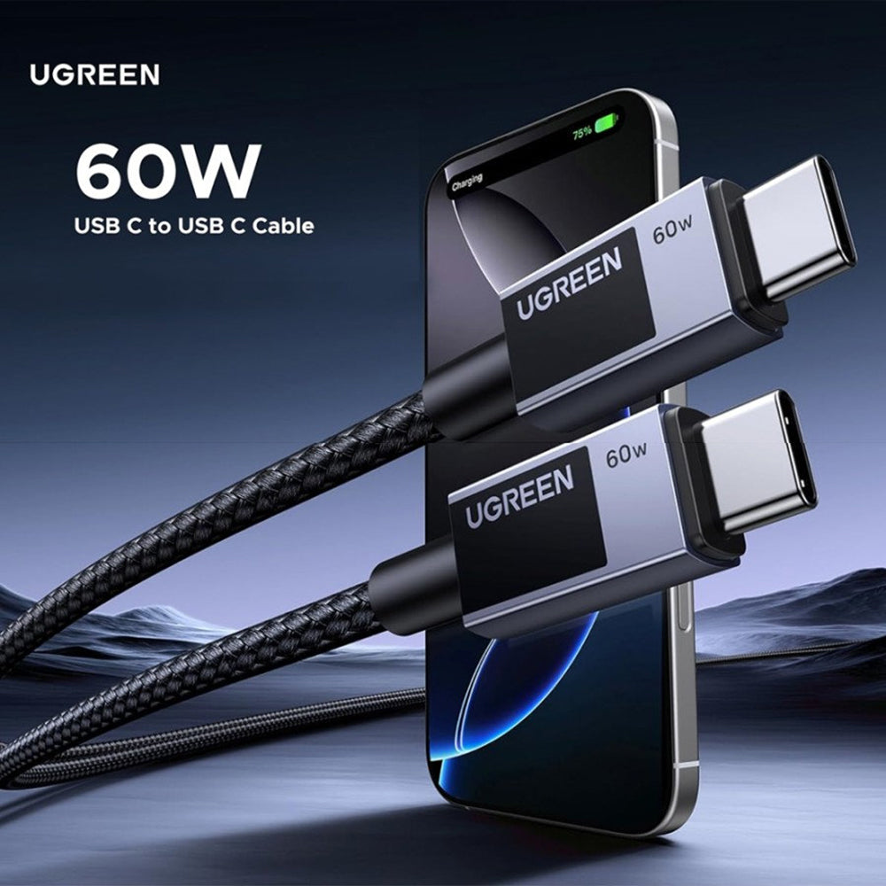 Cablu Date si Incarcare USB-C - USB-C UGREEN L524, 60W, 1m, Gri