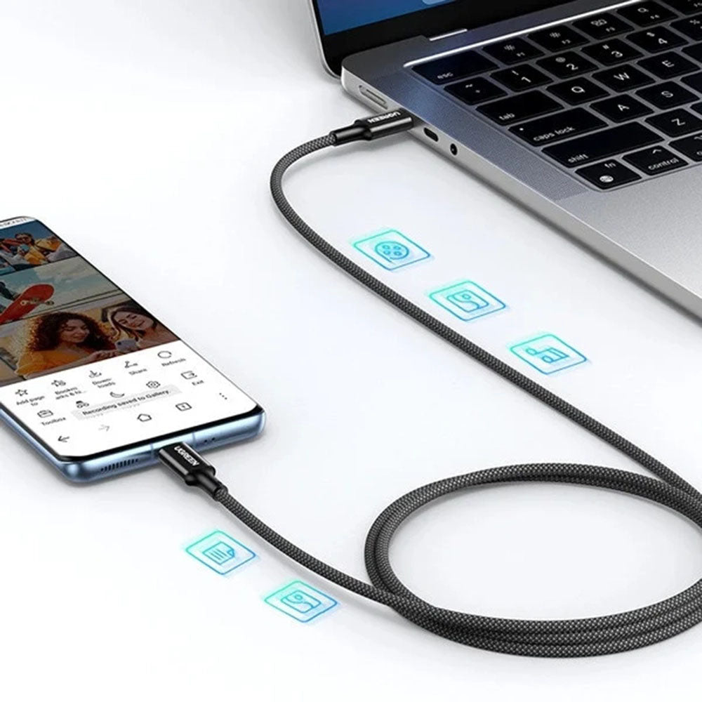 Cablu Date si Incarcare USB-C - USB-C UGREEN US557 (15267), 100W, 1m, Alb