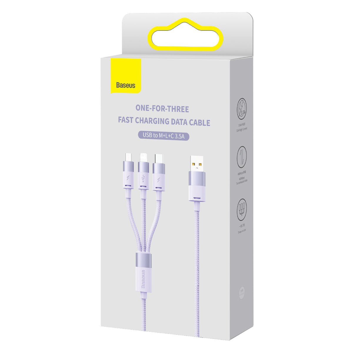 Cablu Incarcare USB-A - Lightning / microUSB / USB-C Baseus StarSpeed 3in1, 20W, 1.2m, Mov CAXS000005