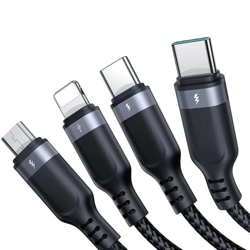 Cablu Incarcare USB-A - Lightning / microUSB / 2 x USB-C Joyroom S-A18 4in1, 20W, 1.2m, Negru