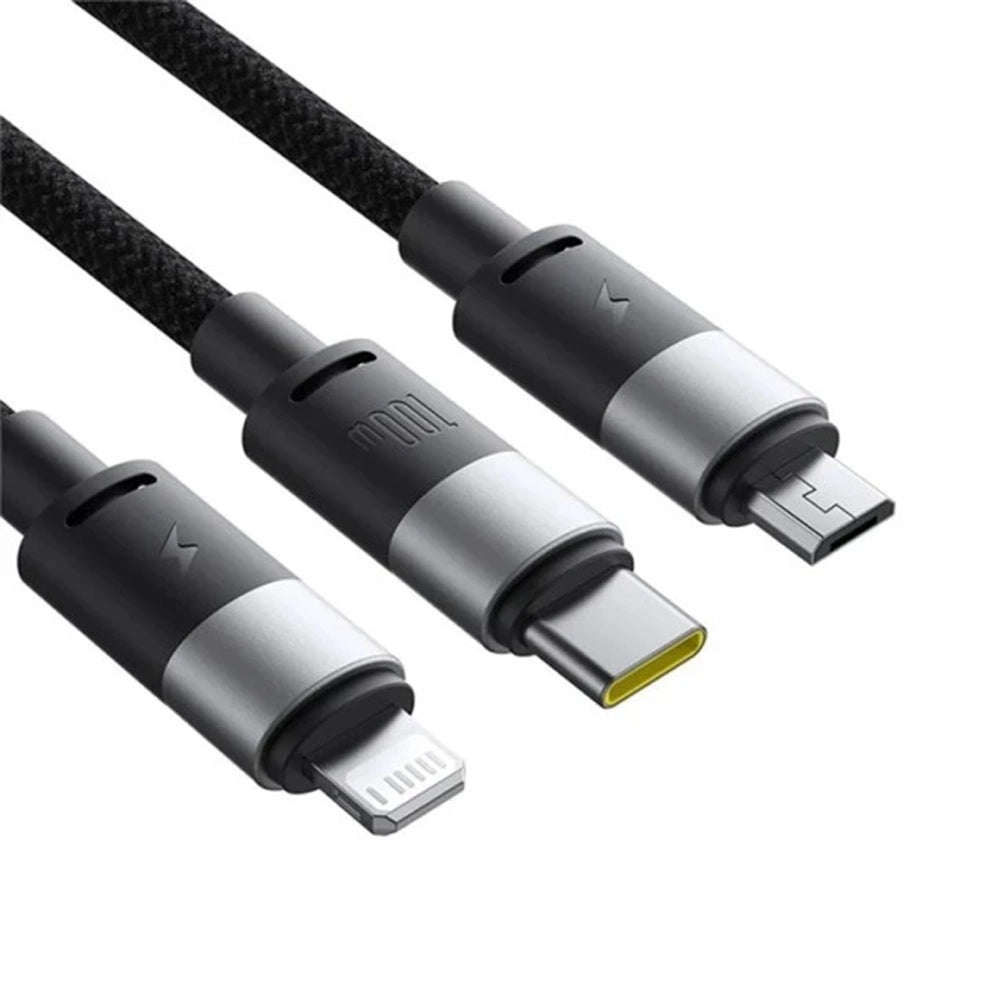 Cablu Incarcare USB-A - Lightning / microUSB / USB-C Baseus StarSpeed 3in1, 100W, 1.5m, Negru P10319900111-01