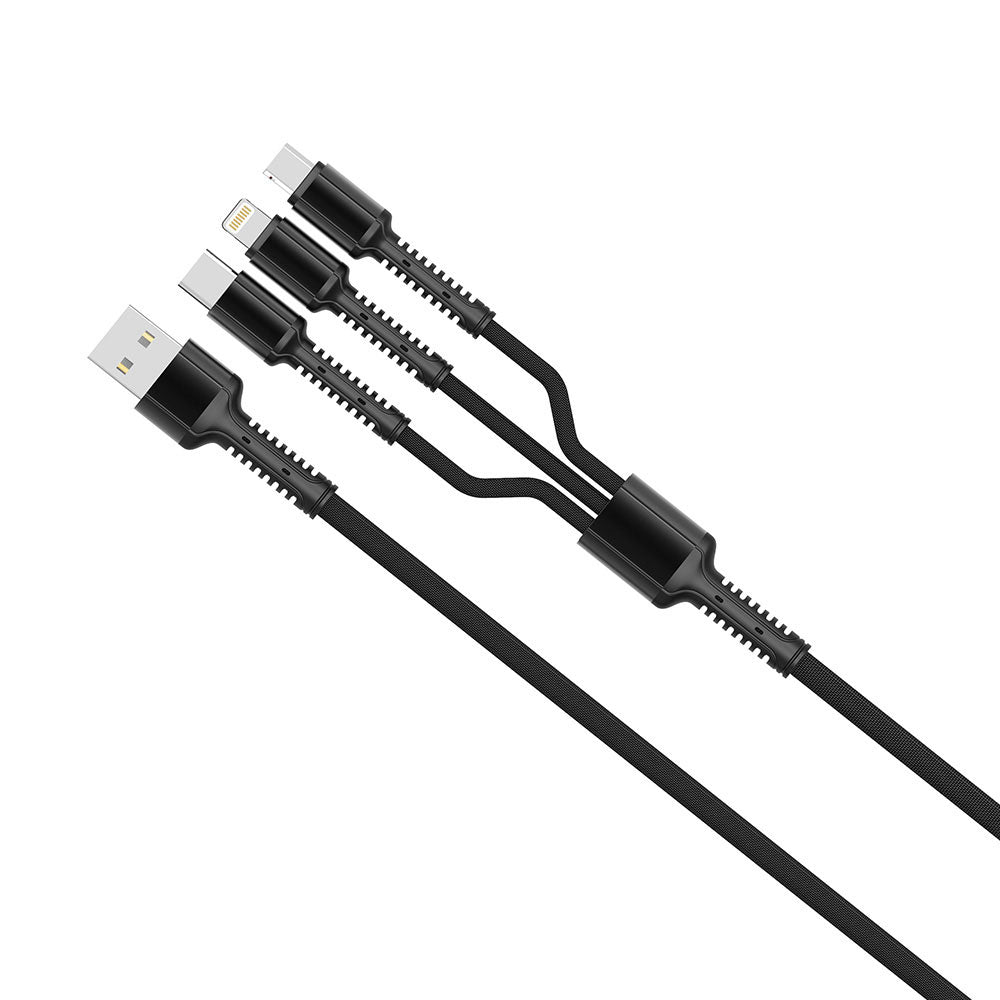 Cablu Incarcare USB-A - Lightning / microUSB / USB-C ColorWay CW-CBU3003, 20W, 1.2m, Gri