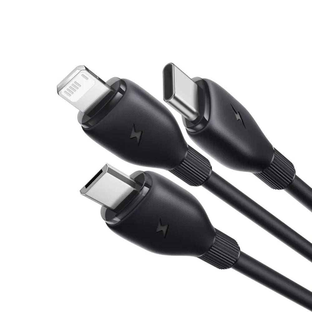 Cablu Incarcare USB-A - Lightning / microUSB / USB-C Baseus Ultra Fast 3in1, 20W, 0.8m, Negru P10377501111-00