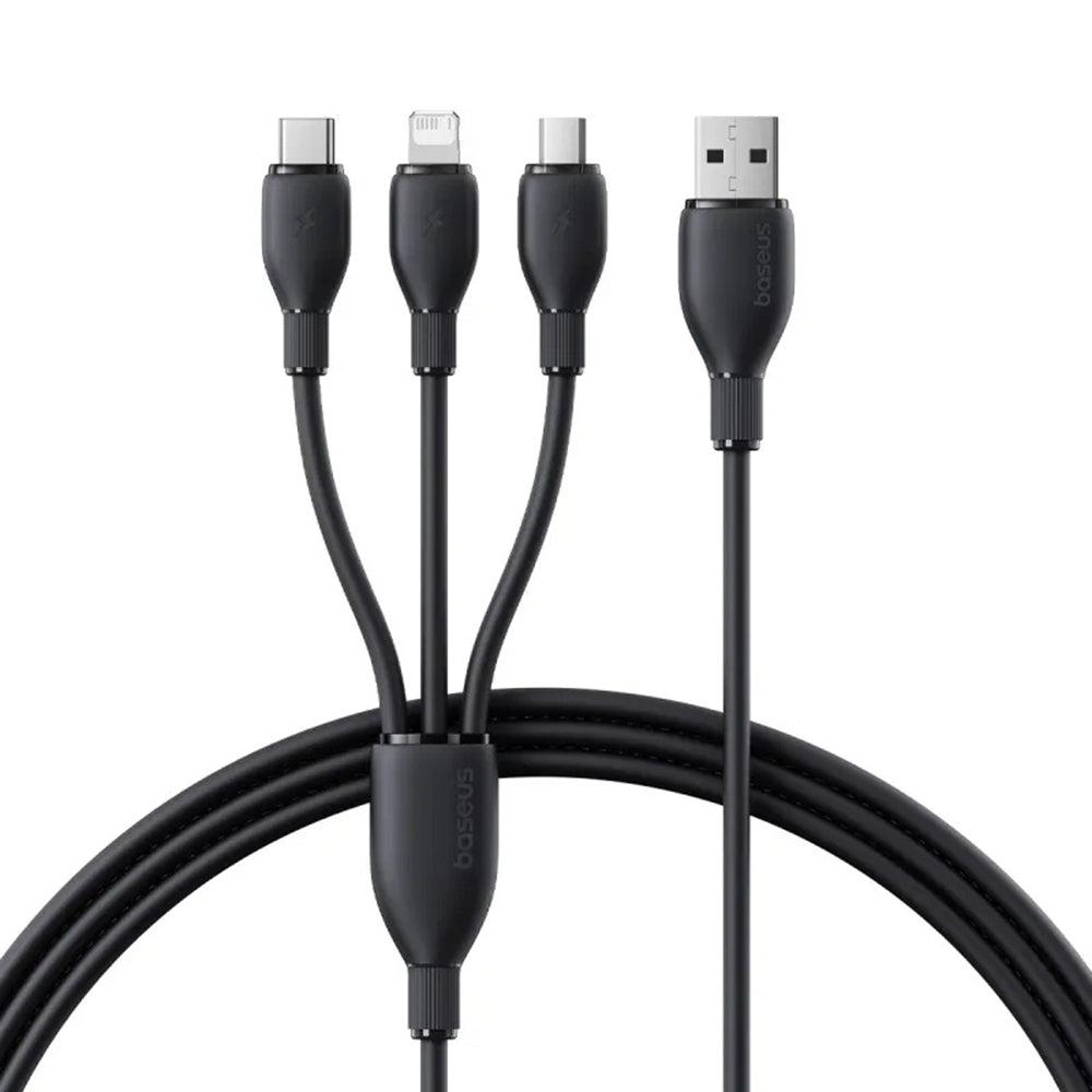 Cablu Incarcare USB-A - Lightning / microUSB / USB-C Baseus Ultra Fast 3in1, 20W, 0.8m, Negru P10377501111-00
