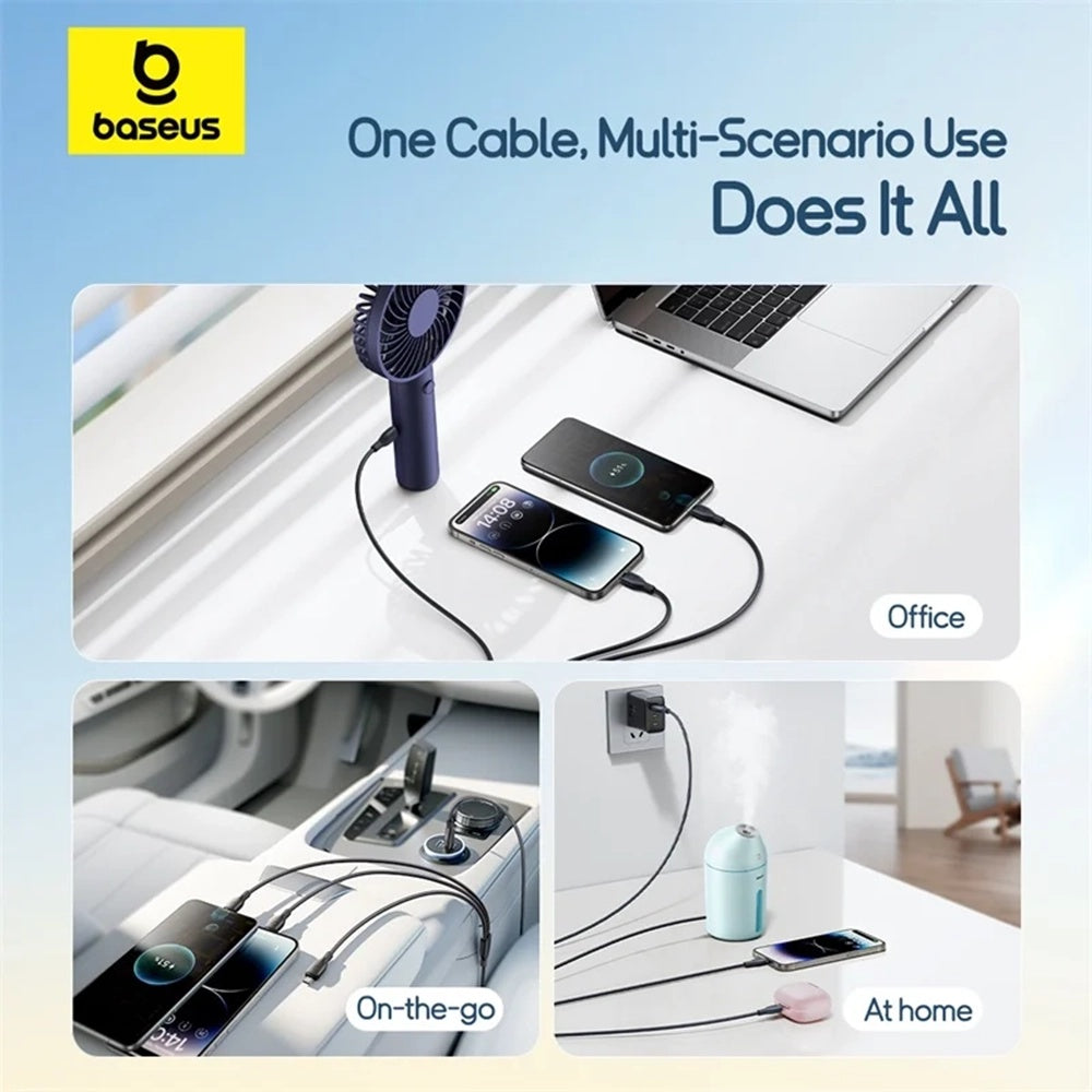 Cablu Incarcare USB-A - Lightning / microUSB / USB-C Baseus Ultra Fast 3in1, 20W, 0.8m, Negru P10377501111-00