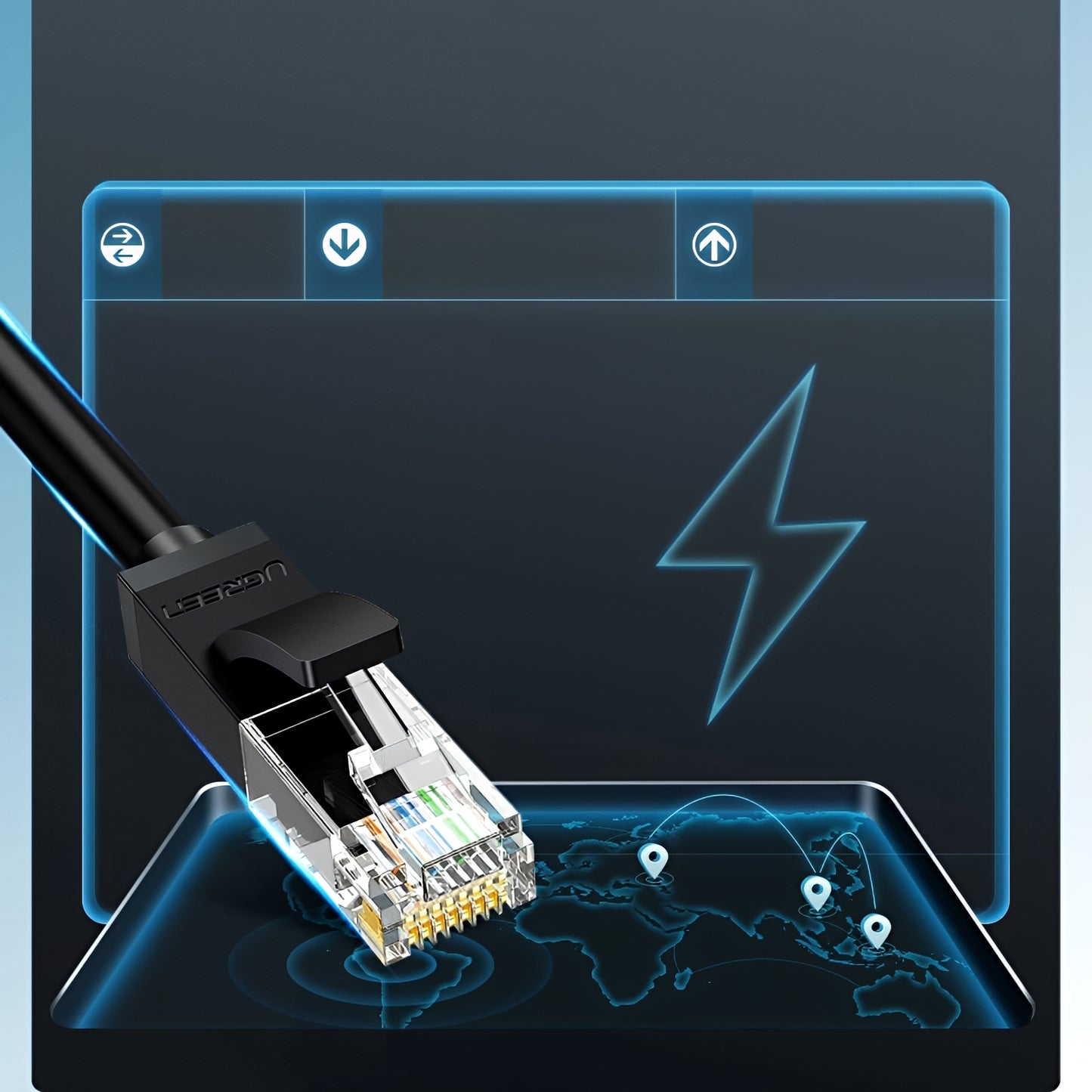 Cablu Retea UGREEN NW102, UTP, Cat6, 5m, Negru