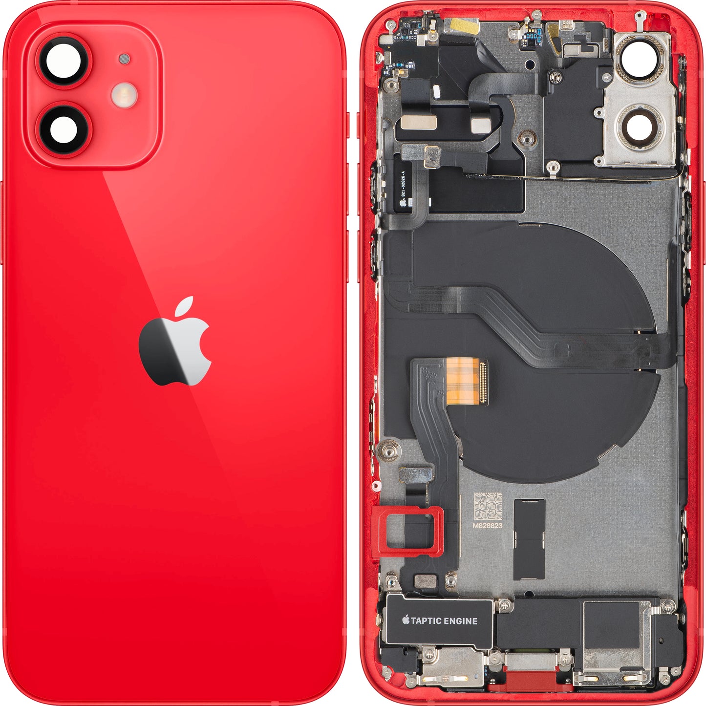 Capac Baterie Apple iPhone 12, Cu Carcasa Mijloc, Full Parts, Rosu, Swap