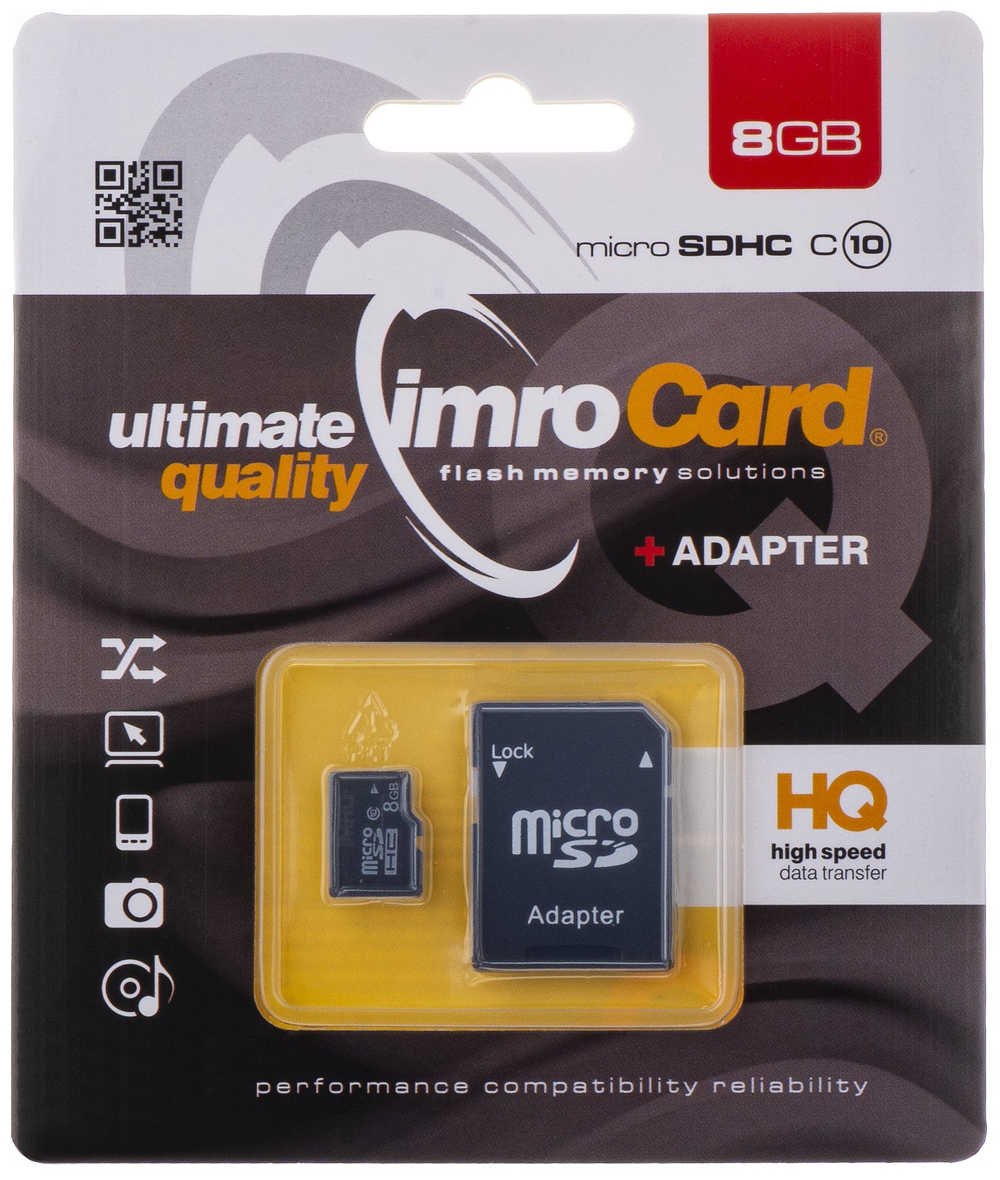 Card Memorie microSDHC Imro, 8Gb, Clasa 10, Cu Adaptor