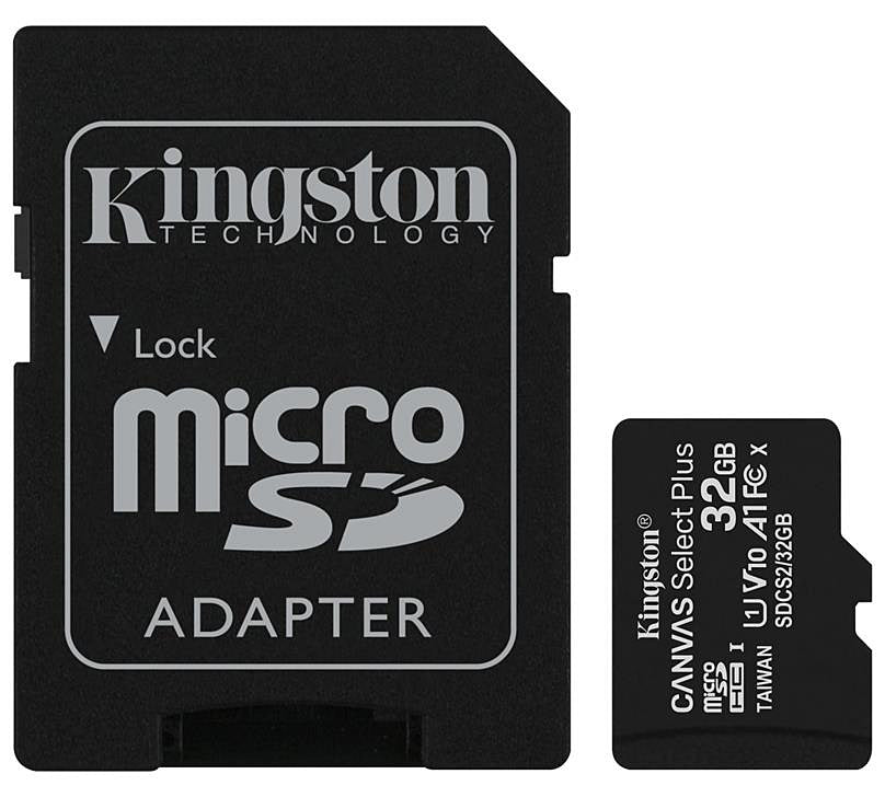 Card Memorie microSDHC Kingston Canvas Select Plus Android A1, 32Gb, Clasa 10 / UHS-1 U1, Cu Adaptor SDCS2/32GB